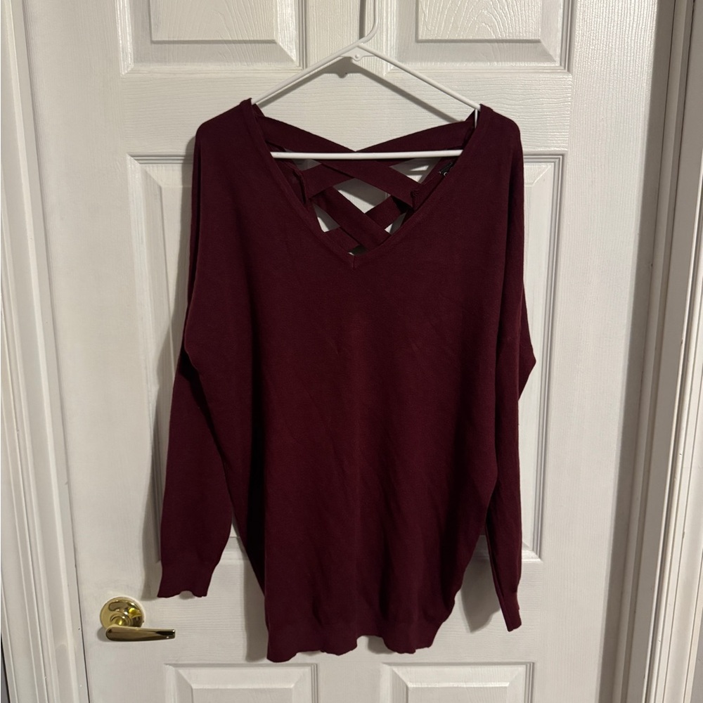 Windsor Burgundy Sweater with Crisscross Back